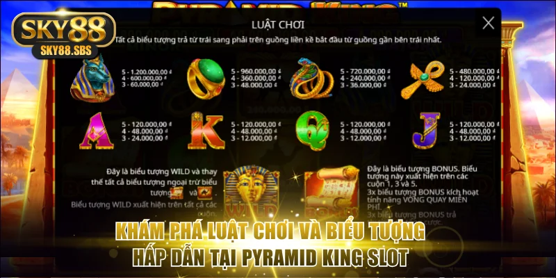 Khám phá luật chơi và biểu tượng hấp dẫn tại Pyramid King Slot
