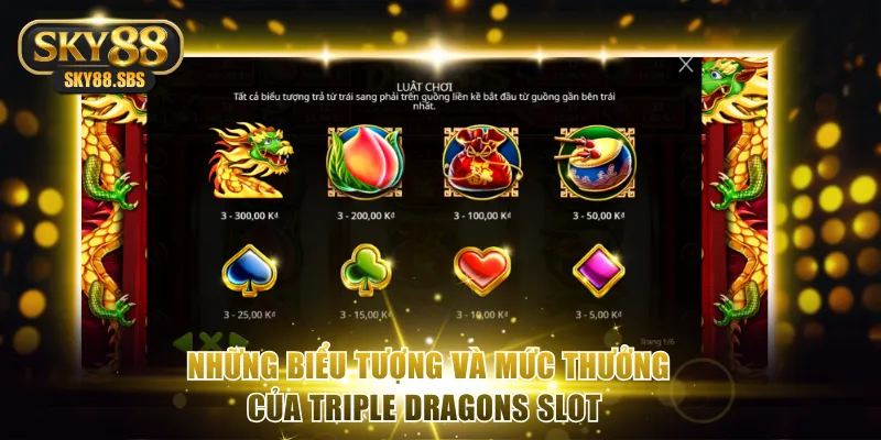Những biểu tượng và mức thưởng của Triple Dragons slot 