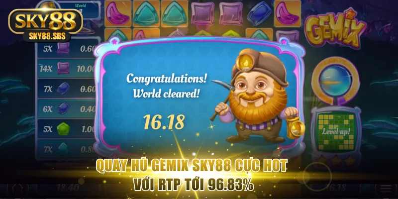 Quay hũ Gemix SKY88 cực hot với RTP tới 96.83%